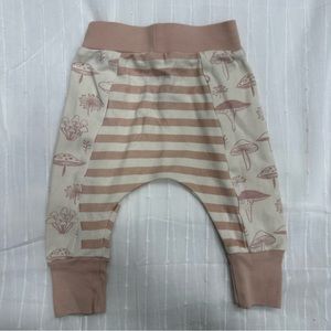 Organic cotton pink mushroom pink / striped baby pants